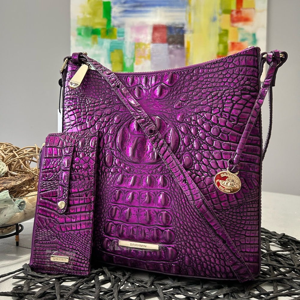 🦄 💜 Brahmin Katie Purple Potion Crossbody and Credit Card Holder NWT